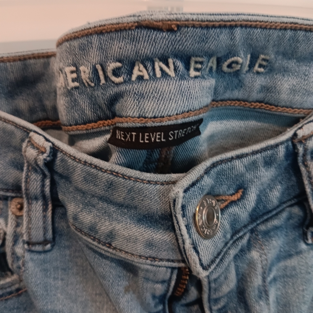 Women's Blue Flared Jeans American Eagle Size 12 - Picture 2 of 4